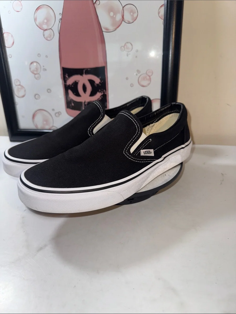 Vans Classic Unisex Black & White Slip-On Sneakers - Size 7 Men’s/ 8.5 Women’s